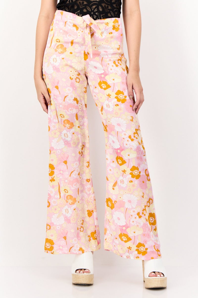 Maje Women Regular Fit Floral Print Flare Leg Pants, Multicolor - Image 1
