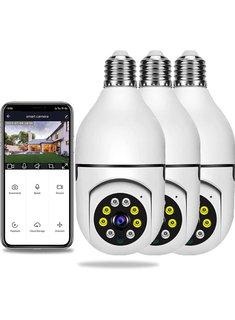 ELTRAZONE ELTERAZONE 3PCS Wireless Light Bulb Camera Outdoor 360 Degree WiFi Security Dome Cameras, 1080p Night Vision Bulb Cameras for Home,Support Cloud Storage & SD Card - Image 1