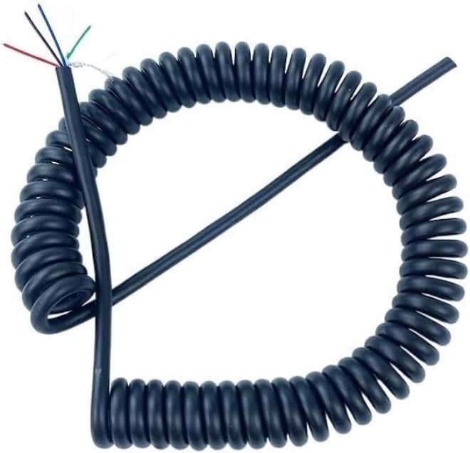 Coiled Extension Cord, Spiral Telescopic Wire Spring Shielded Wire 5 Cores 24AWG 0.2mm Square Stretch 1 Meter to 14 Meters Spiral Cable Spiral Extension(Stretch 3 Meter) - Image 2