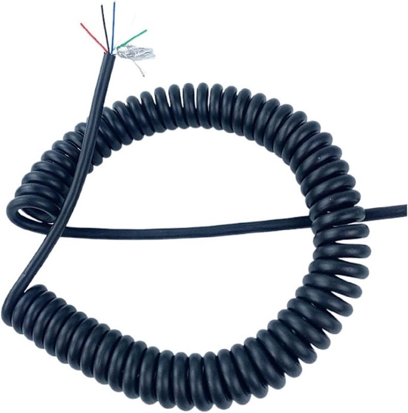 Coiled Extension Cord, Spiral Telescopic Wire Spring Shielded Wire 5 Cores 24AWG 0.2mm Square Stretch 1 Meter to 14 Meters Spiral Cable Spiral Extension(Stretch 3 Meter) - Image 1