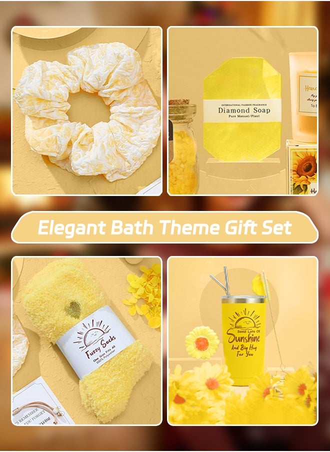 Arabest Sunflower Gift Basket for Mom & Best Friend - Tumbler, Bath Salt & Handmade Soap Set (Birthday/Thank You Gift for Her)  - Image 2