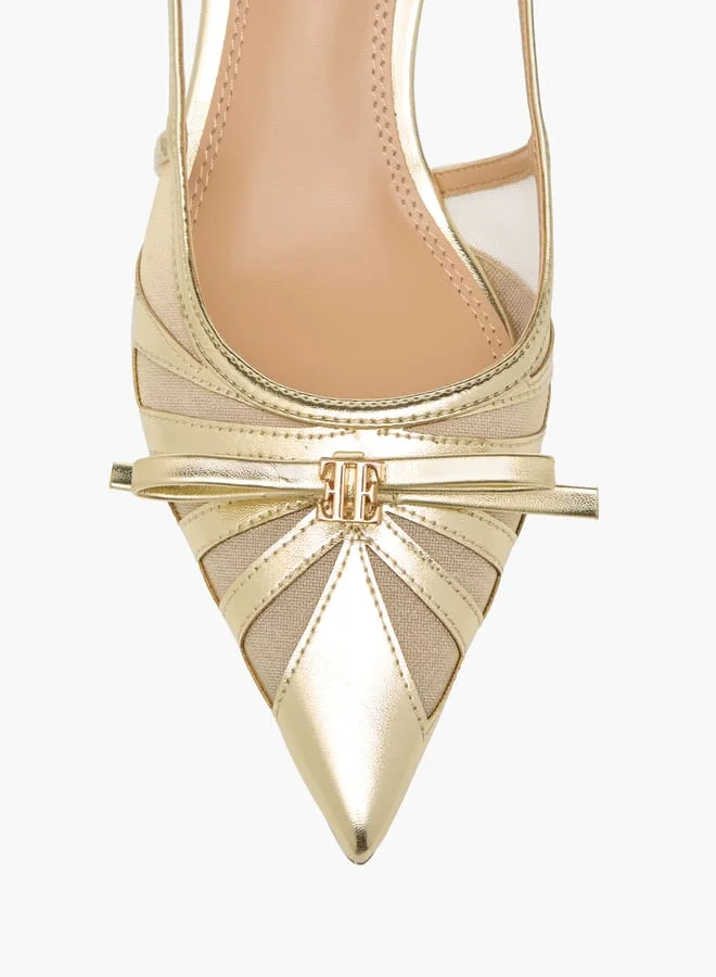 ELLE Womens Bow Detail Slingback Shoes With Buckle Closure