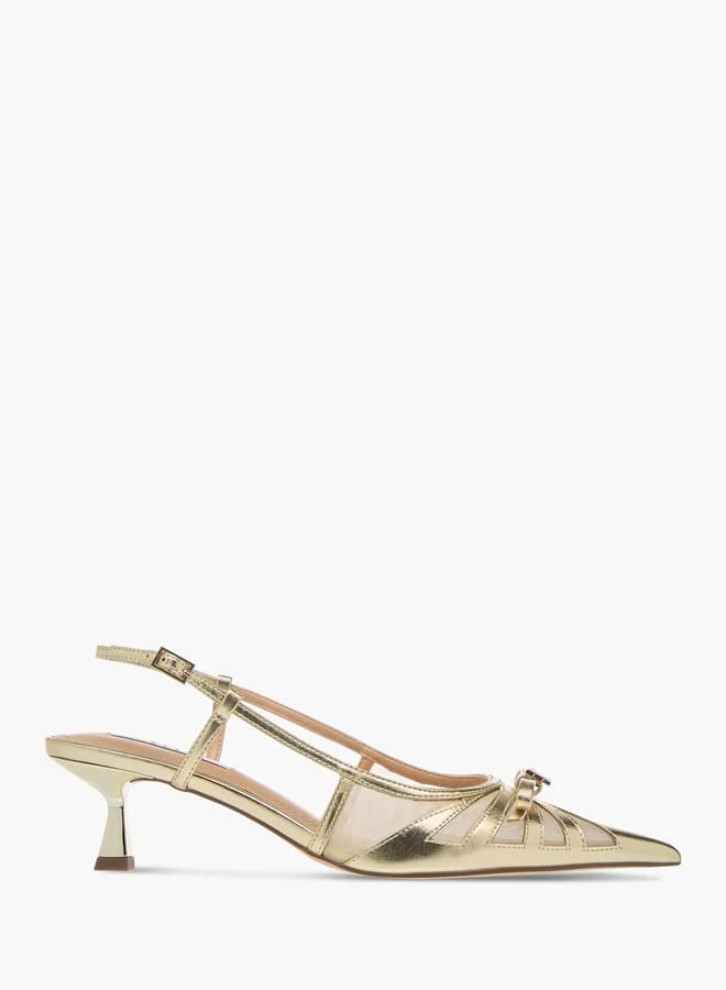 ELLE Womens Bow Detail Slingback Shoes With Buckle Closure