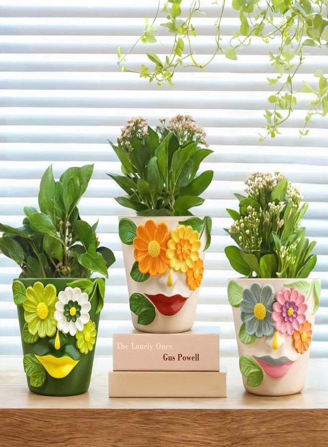 GUGUGO Unique Face Flower Plant Pots, Colorful Cute Succulent Planters with Drainage, Abstract Rainbow Head Flower Planters Pots for Indoor Plants, Funny Eclectic Home Décor (Blue&Pink, 5Inch) - Image 5