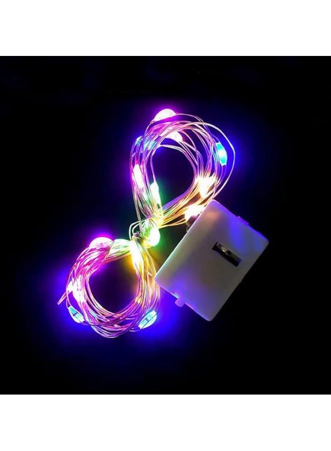 مصابيح LED بسلك نحاسي مرصعة بالنجوم تعمل بالبطارية - 1 متر متعدد الالوان  - Image 1