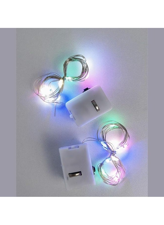 مصابيح LED بسلك نحاسي مرصعة بالنجوم تعمل بالبطارية - 1 متر متعدد الالوان  - Image 2