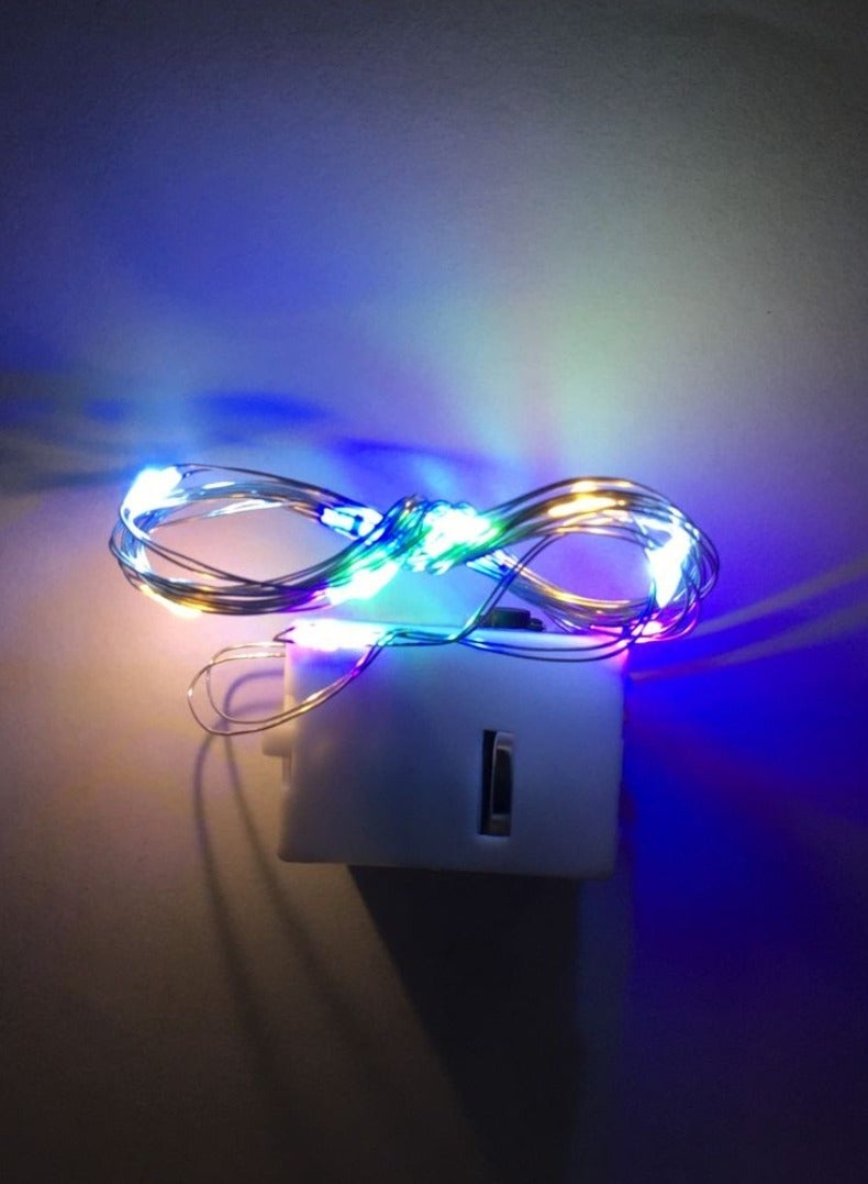 مصابيح LED بسلك نحاسي مرصعة بالنجوم تعمل بالبطارية - 1 متر متعدد الالوان  - Image 4