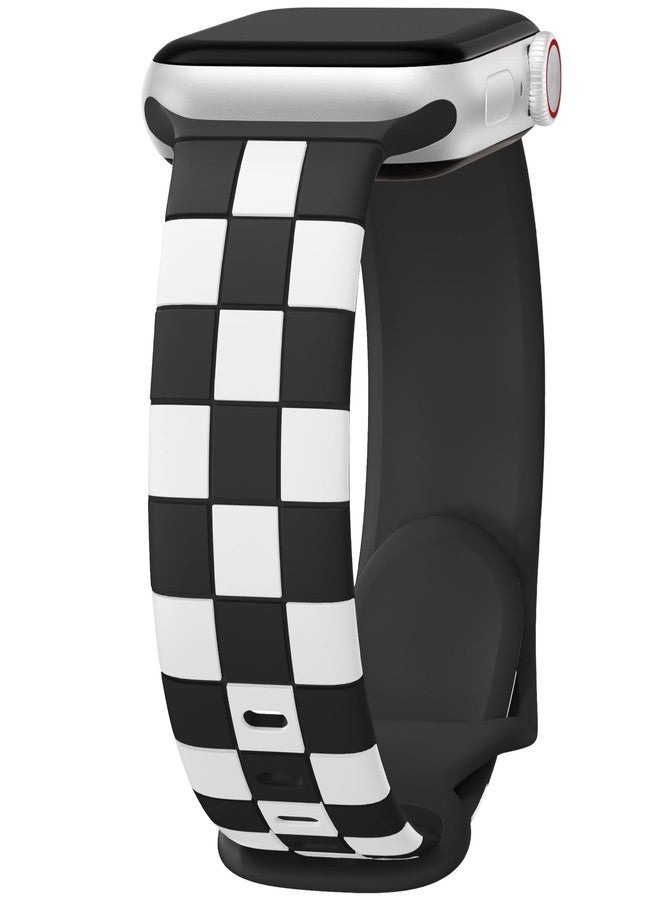 DaQin Checkered Band Compatible with Apple Watch Bands for Women 40mm 41mm 42mm 38mm Men, Cute Soft Silicone Dressy Designer Strap Repalacement Wristbands for iWatch Bands Series 11 10 SE 9 8 7 6 5 4 - Image 1
