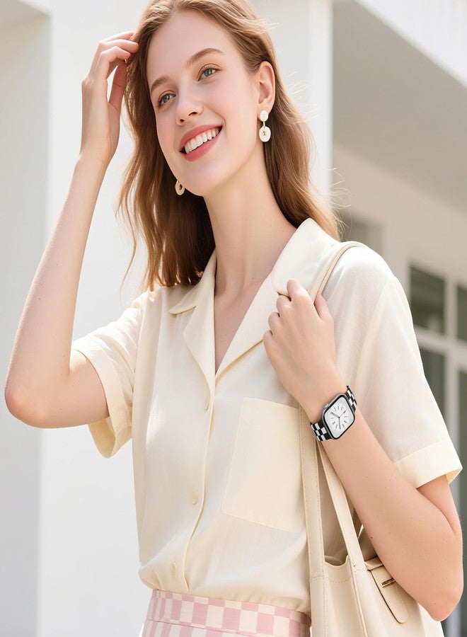 DaQin Checkered Band Compatible with Apple Watch Bands for Women 40mm 41mm 42mm 38mm Men, Cute Soft Silicone Dressy Designer Strap Repalacement Wristbands for iWatch Bands Series 11 10 SE 9 8 7 6 5 4 - Image 2
