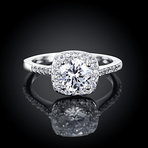 Yuren Eternal Love Women's 18K Rose/White Gold Plated CZ Diamond Engagement Rings Best Promise Rings Anniversary Wedding Bands (Silver, US code 6) - Image 4