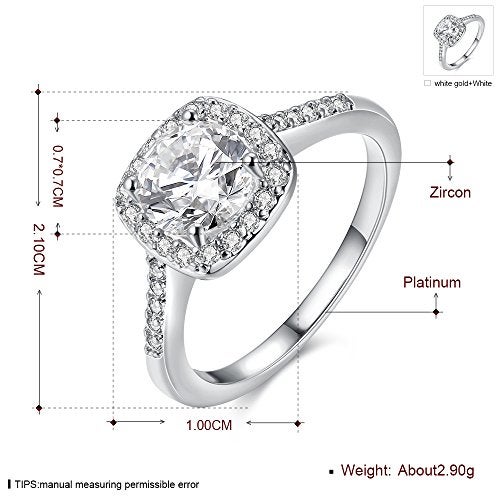 Yuren Eternal Love Women's 18K Rose/White Gold Plated CZ Diamond Engagement Rings Best Promise Rings Anniversary Wedding Bands (Silver, US code 6) - Image 2