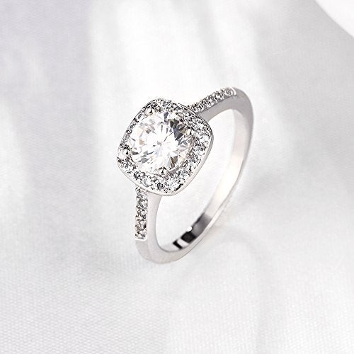 Yuren Eternal Love Women's 18K Rose/White Gold Plated CZ Diamond Engagement Rings Best Promise Rings Anniversary Wedding Bands (Silver, US code 6) - Image 5