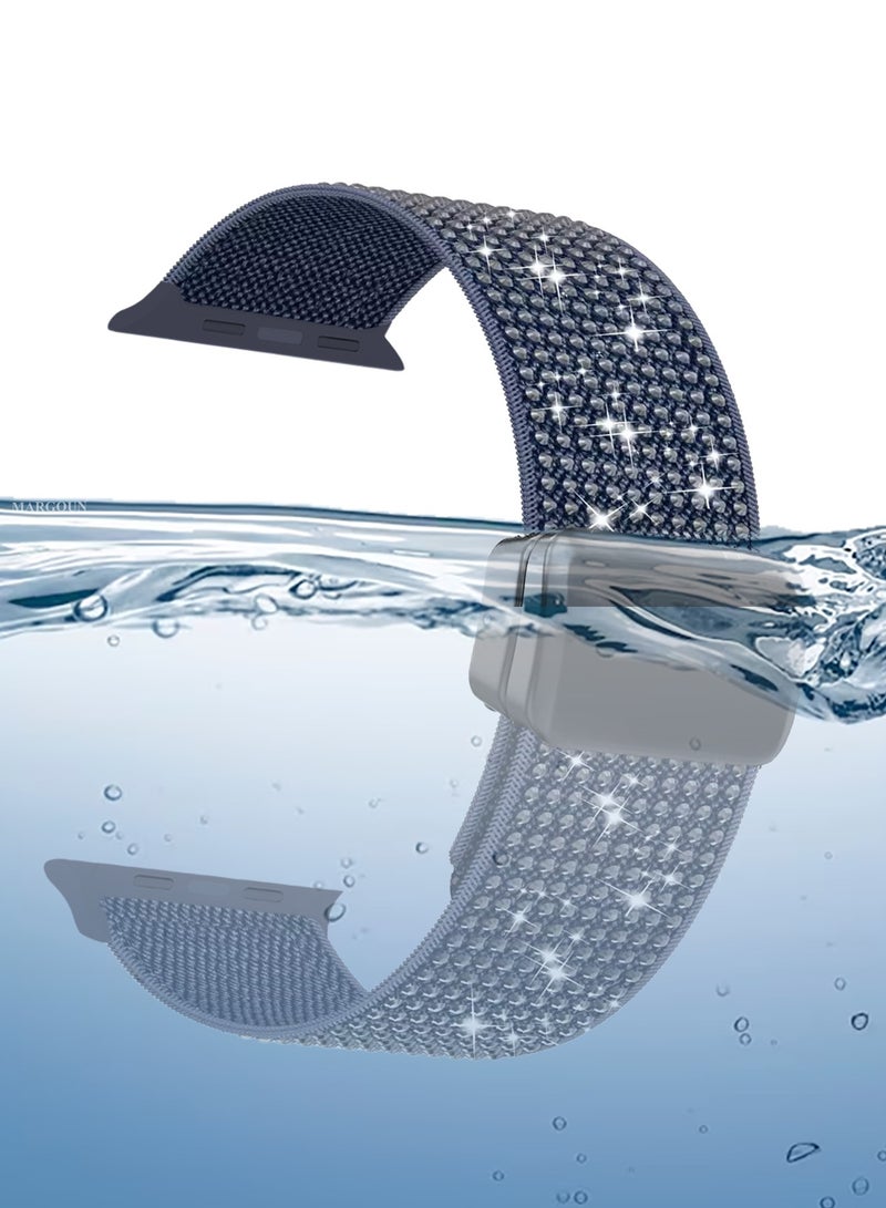 CATANES 44mm/45mm/49mm Strap Band for Apple Watch Series 1-9, SE & Ultra - Rhinestone Sparkle Watch Band - Dark Blue - Image 5