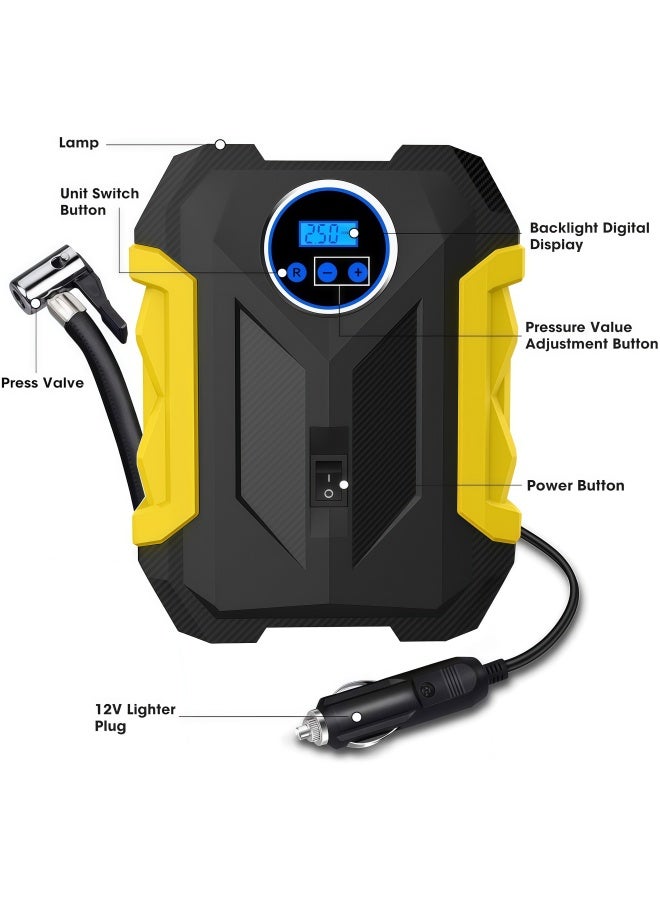 Carsun Digital Air Compressor for Car Auto Pump Portable Tire Inflator with LED Light DC 12V - Image 2