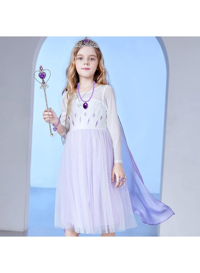 Yosbabe Princess Rapunzel Wig Rapunzel Braid Cosplay Long Hair Wig with Braid Gloves Necklace Dress up Accessories for Girls purple1  - Image 2