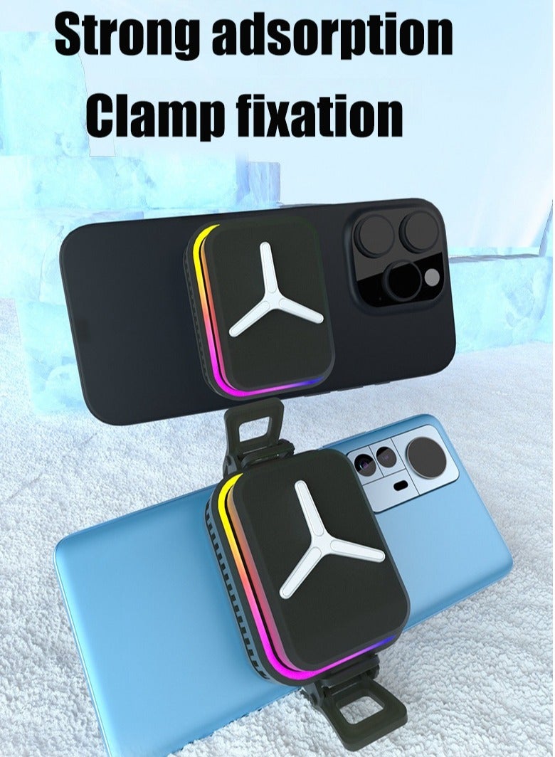 Magnetic Mobile Cooler RGB Game Radiator Phone Cooler Portable Phone Cooling Fan Fast Running Noiseless Mobile Cellphone Radiator