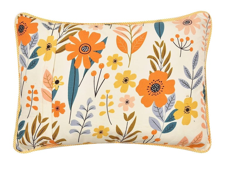 RRC Quilted Floral Print Cotton Pillow Covers Set of 217X27Inches 220 GSM Soft Cotton Quilted Pillow Cover Protector Zippered Closure - Image 2