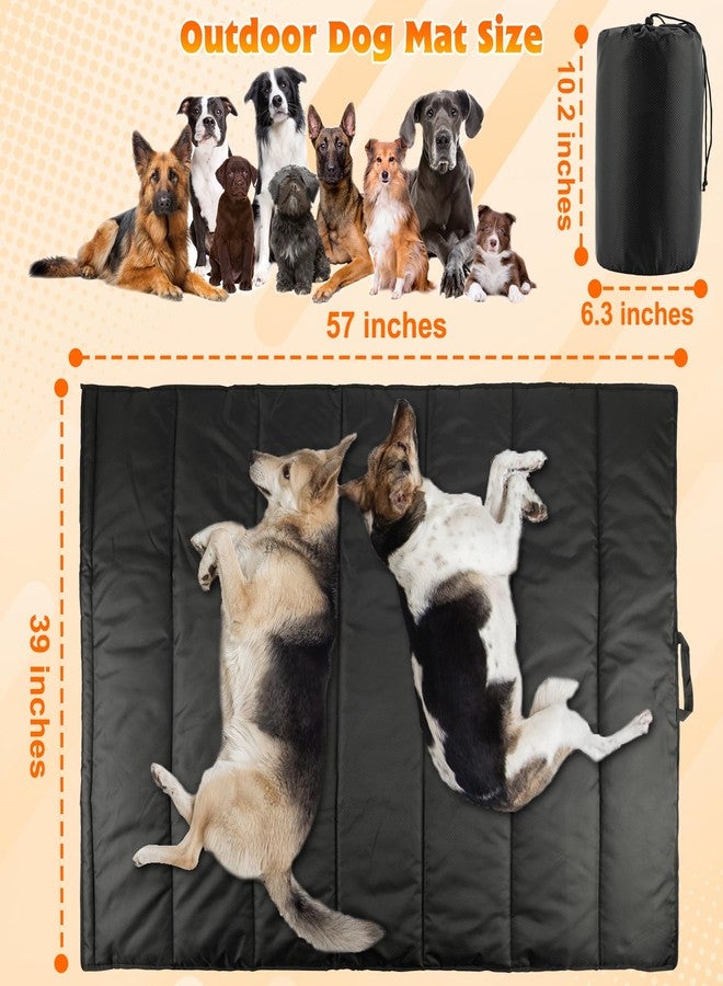 BWOGUE Large Outdoor Dog Bed, Portable Waterproof Camping Mat, Washable Travel Mat with Carry Bag for Medium and Large Dogs, 57"X39" (Black) - Image 3