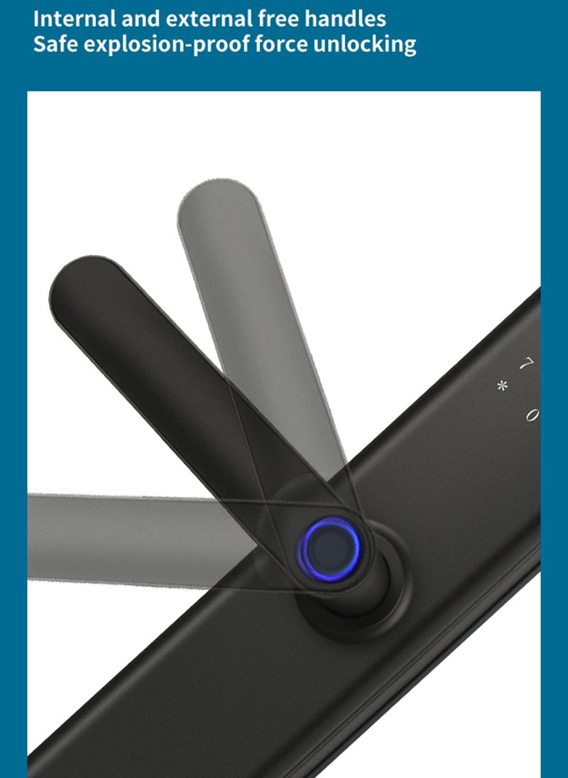 WiFi Smart Fingerprint Electronic Door Lock,Fingerprint/Card/Key/Password/Bluetooth, Suitable for Home, Apartment, Office, Hotel