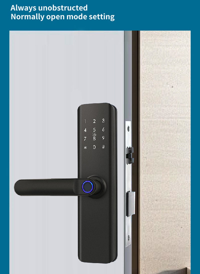 Sharpdo Smart lock with Handle, Keyless Entry Door Lock, Smart Fingerprint Smart Knob for Front, Electronic Digital Deadbolt, Smart Locks with App & Security Deadlocking - Image 1