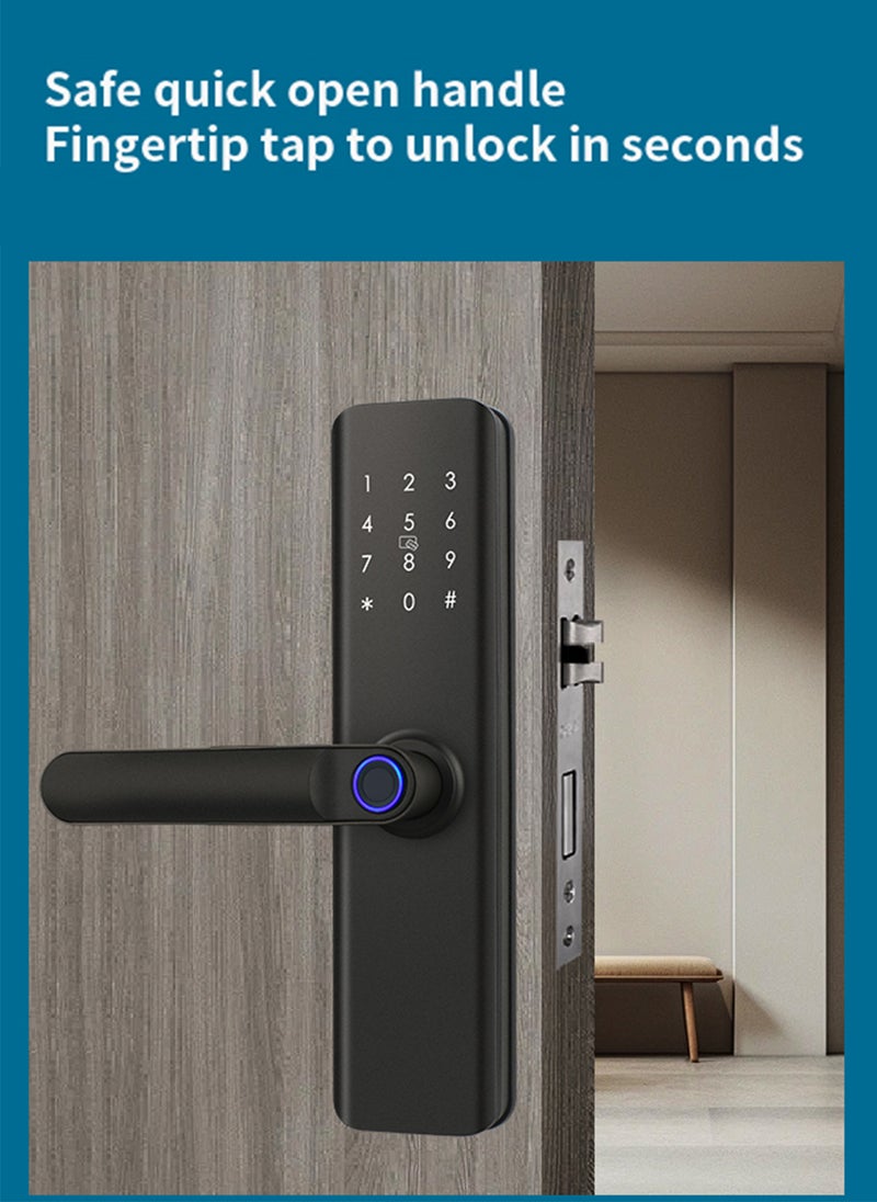 Sharpdo Smart lock with Handle, Keyless Entry Door Lock, Smart Fingerprint Smart Knob for Front, Electronic Digital Deadbolt, Smart Locks with App & Security Deadlocking - Image 2