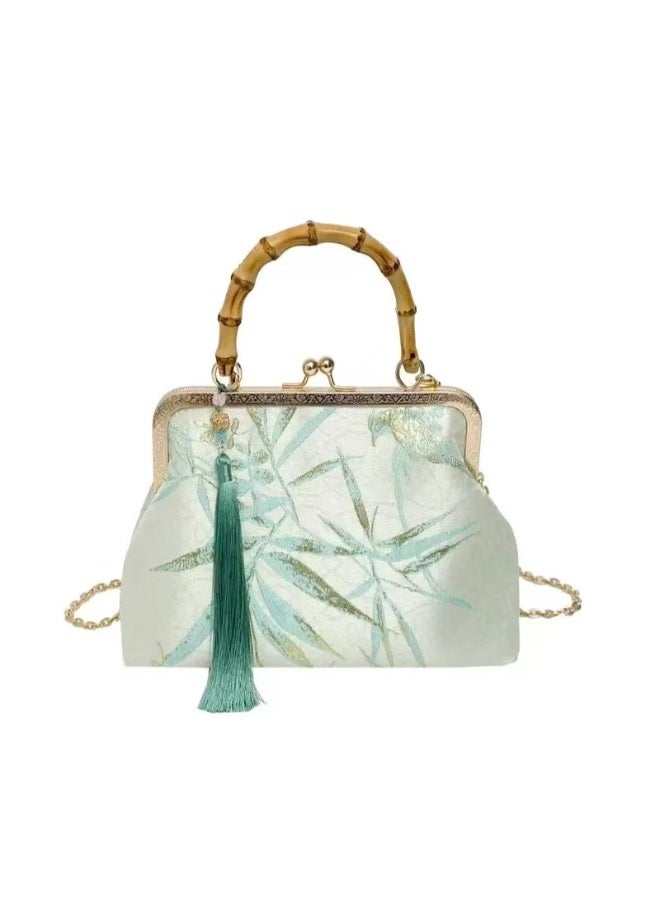 Rup Art Elegant Women’s Handbag – Retro-Inspired Design with Wooden Handle & Golden Hardware, Vintage Shoulder Bag for Stylish Women  - Image 1
