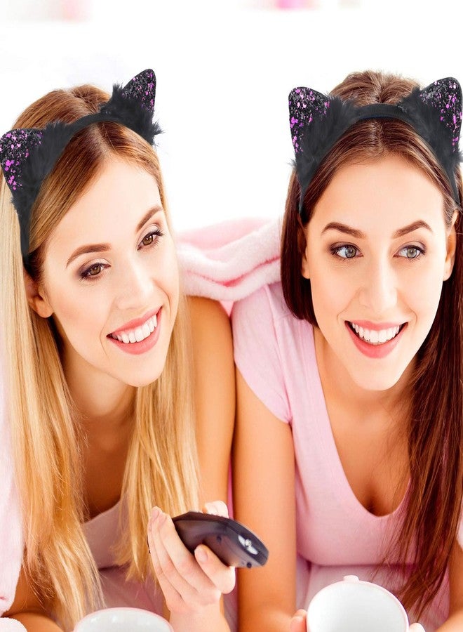 ANBALA Cat Ears Headband for Women Black Cat Ears Headbands Furry Black Ears Headbands - Image 4
