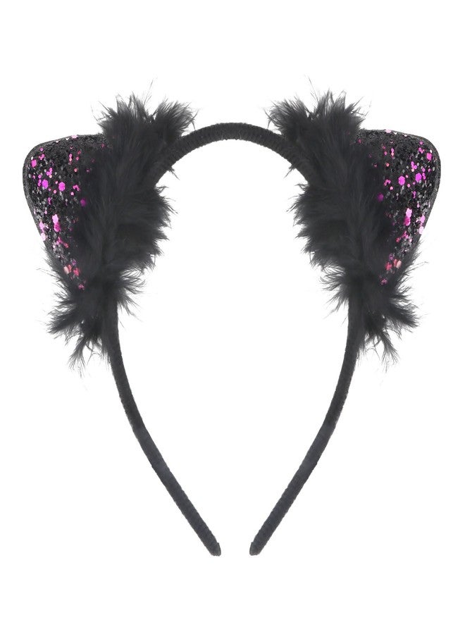 ANBALA Cat Ears Headband for Women Black Cat Ears Headbands Furry Black Ears Headbands - Image 1