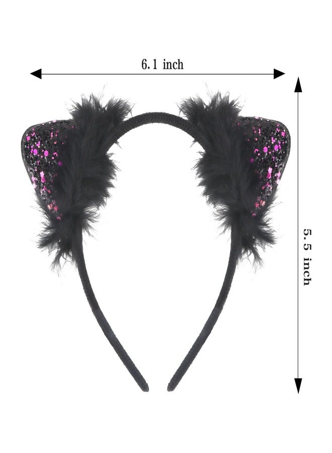 ANBALA Cat Ears Headband for Women Black Cat Ears Headbands Furry Black Ears Headbands - Image 2
