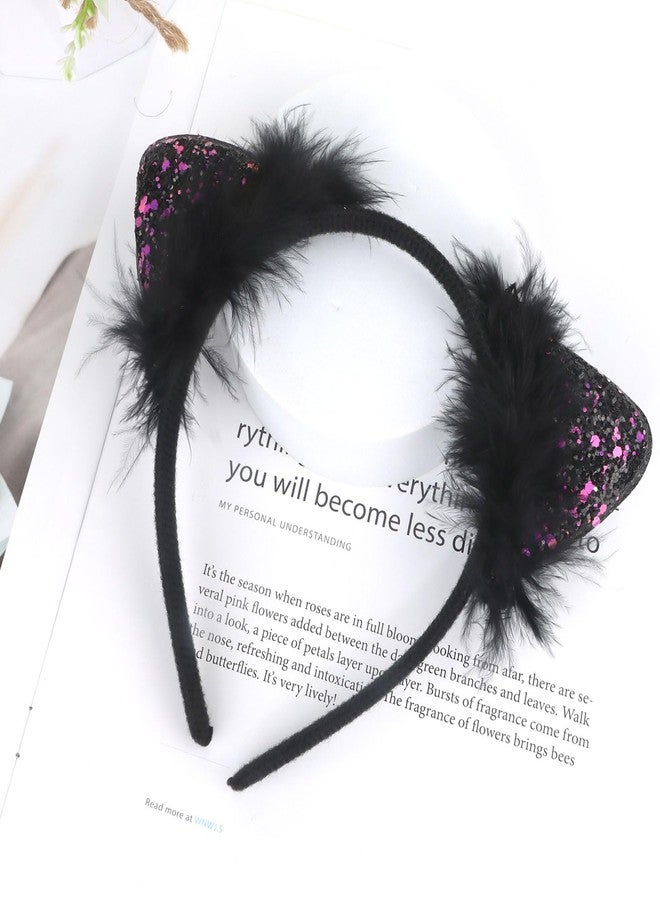 ANBALA Cat Ears Headband for Women Black Cat Ears Headbands Furry Black Ears Headbands - Image 5