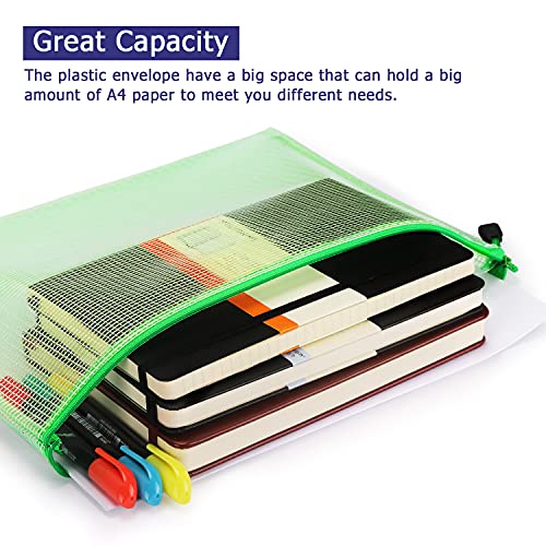 Hutou 6 Pack Mesh Zipper Pouch Bags, Waterproof Zipper Pouch Zip File Folders for Organization School Office Supplies Travel Storage Bags (Colorful) - Image 5