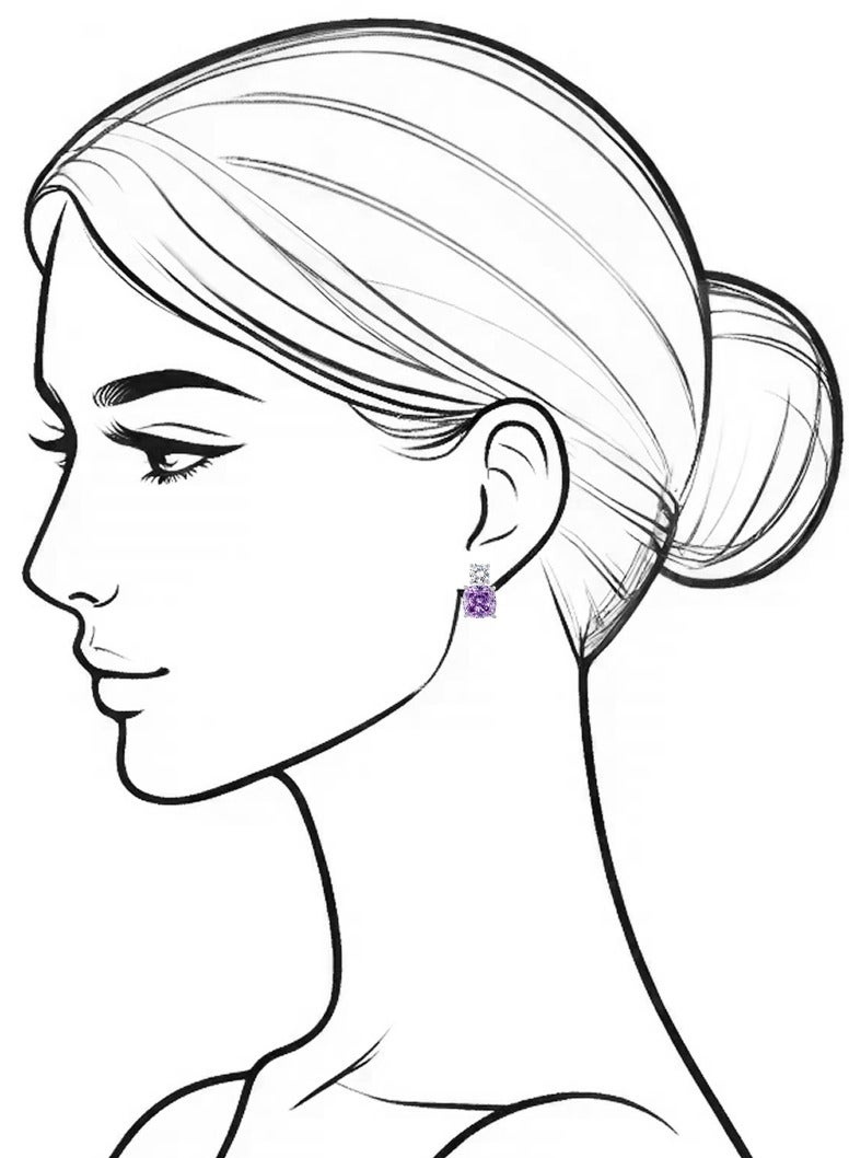 Purple Diamond Frost Cut Perfume Bottle Stud Earrings