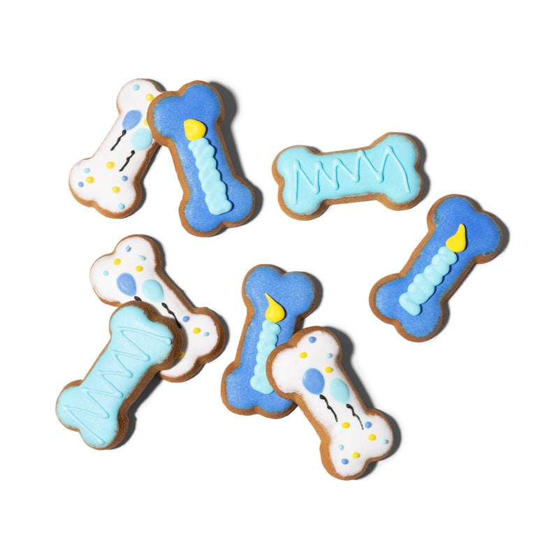 Thoughtfully Pets, Blue Dog Birthday Cookie Gift Set, Hand Decorated Crunchy Dog Treats in Bone Shapes, Great for Birthdays, Set of 8 - Image 2