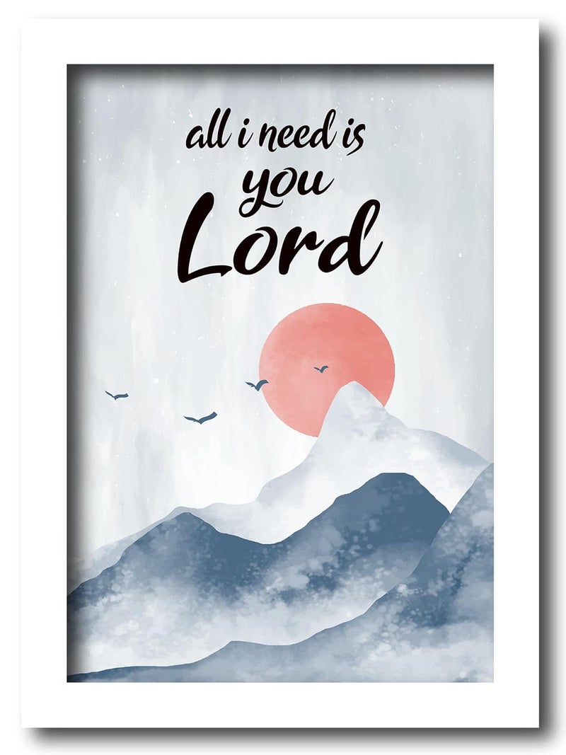 AR Creative All I Need Bible Verse Wall Photo Framed Wall Poster Bible Quotes Print with Frame Home 136 inch x 102 inch Multicolor White Frame - Image 1