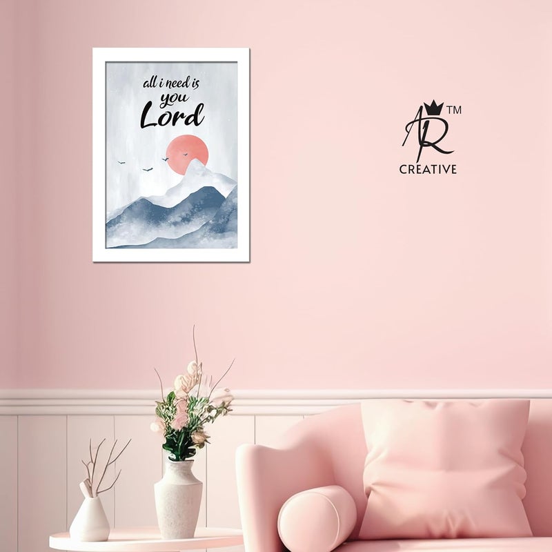 AR Creative All I Need Bible Verse Wall Photo Framed Wall Poster Bible Quotes Print with Frame Home 136 inch x 102 inch Multicolor White Frame - Image 2