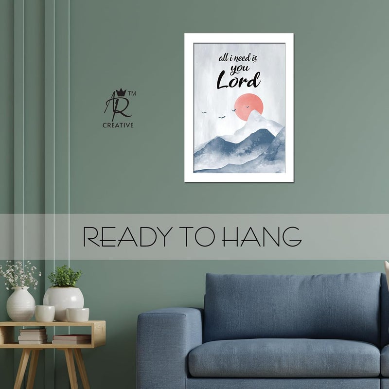 AR Creative All I Need Bible Verse Wall Photo Framed Wall Poster Bible Quotes Print with Frame Home 136 inch x 102 inch Multicolor White Frame - Image 3