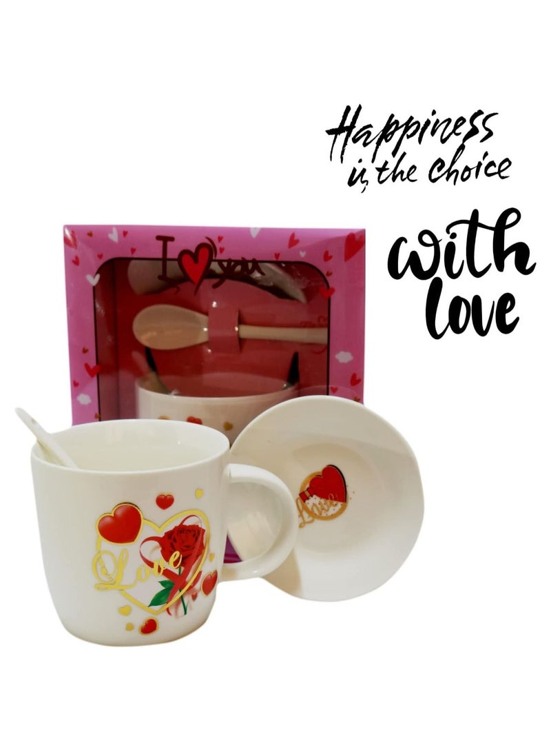 موبكوس كوب موبكوس لوف هدية مع رصاص وملعقة، كوب قهوة، كوب للزوج، كوب للصديقة، كوب للصديق. - Image 4