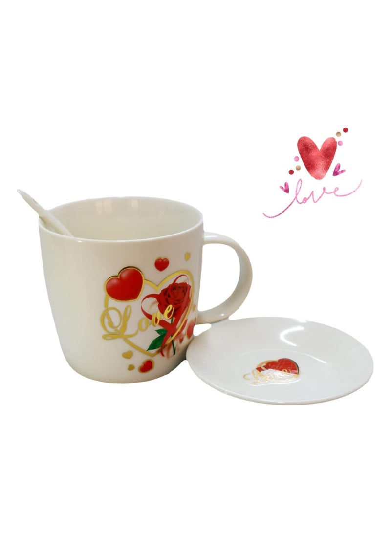 موبكوس كوب موبكوس لوف هدية مع رصاص وملعقة، كوب قهوة، كوب للزوج، كوب للصديقة، كوب للصديق. - Image 3