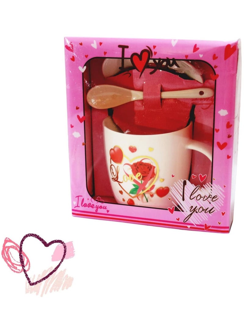 موبكوس كوب موبكوس لوف هدية مع رصاص وملعقة، كوب قهوة، كوب للزوج، كوب للصديقة، كوب للصديق. - Image 5