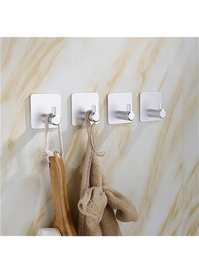 HOOKOR Adhesive Hooks Heavy Duty Wall Hooks Waterproof Stainless Steel Hooks for Hanging Coat, Hat, Towel Robe Hook Rack Wall Mount- Bathroom and Bedroom (57-03-8p)  - Image 2
