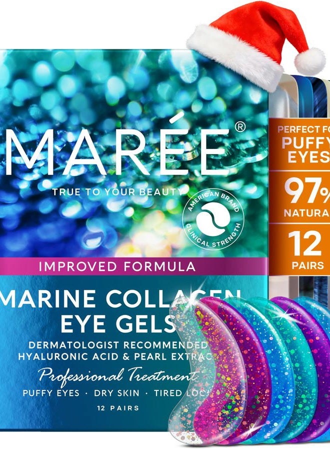MAREE Eye Gels - Cooling Pads Under Eye Patches for Puffy Eyes and Dark Circles with Collagen & Hyaluronic Acid - Anti Wrinkles Under Eye Masks Skincare Treatment for Puffiness - Parches Para Ojeras - Image 1