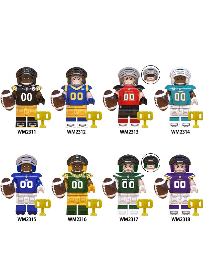 8-Piece Rugby Team Series Building Blocks Minifigures Toys Suitable For Boys Gifts Bag Pack  - Image 1