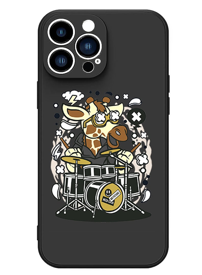 Theodor Protective Slim Fit Case Liquid Silicone Cover with Full Body Protection Anti-Scratch Shockproof Case For iPhone 12 Pro Max Black  - Cow drumming copy - Image 1