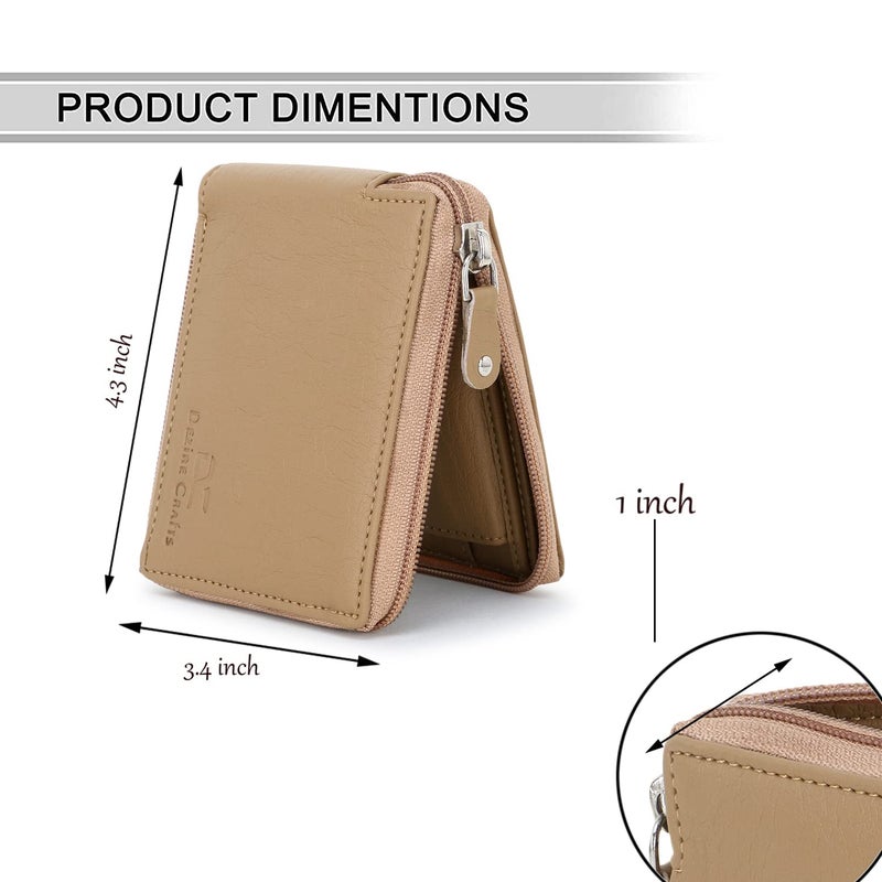 Dezire Crafts Men Formal, Casual Round Zip Artificial Leather Wallet (6 Card Slots) (Beige) - Image 4