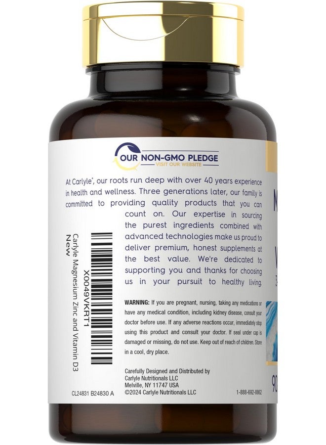 كارلايل مغنيسيوم زنك وفيتامين د3 | 90 كبسولة | تركيبة متطورة 3 في 1 | نباتي، غير معدل وراثيًا، وخالي من الغلوتين - Image 3