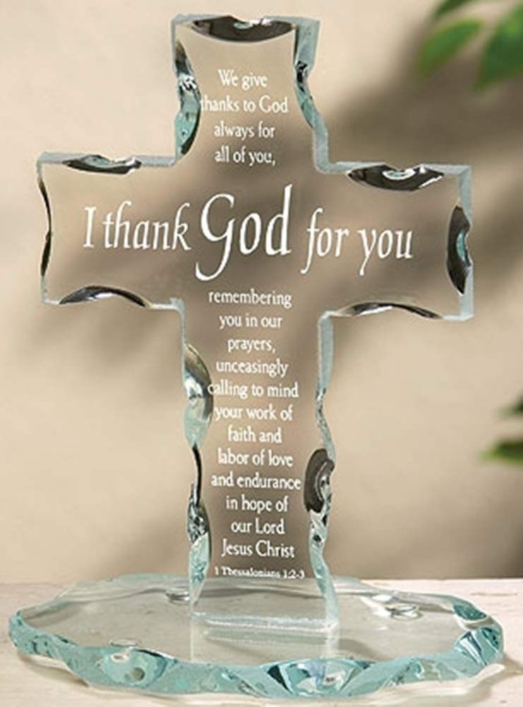 Autom Glass I Thank God for You Standing Cross, 7 1/8 Inch
