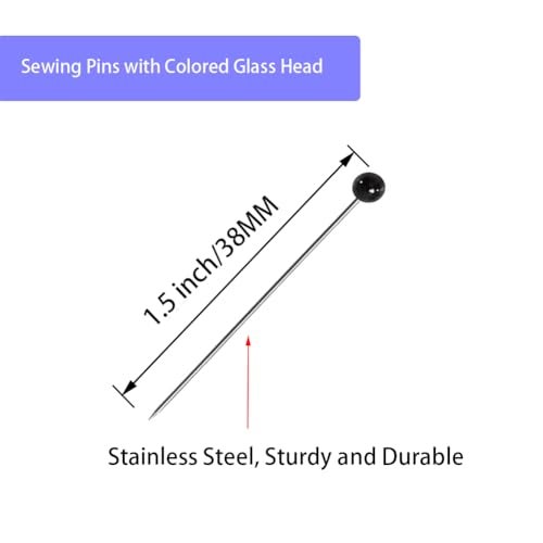 OZXTYO Dressmaker's Sewing Pins - 500 Count, Straight Pins with Colored Glass Heads (1-1/2 Inch), Ideal for Quilting & Fabric - Image 2