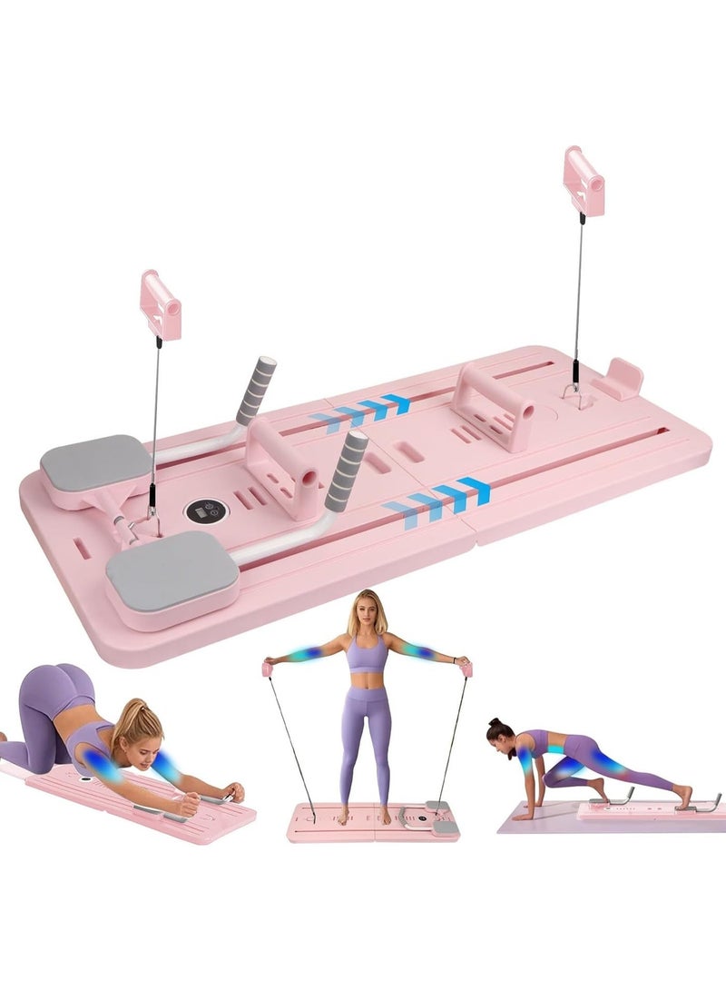 Pink Multifunctional Pilates مدرب أساسي Abdominal Push-Up Board Anti-Slip Carpet Home Gym Yoga Arm Leg Training Equipment (الإنجليزية) - Image 1