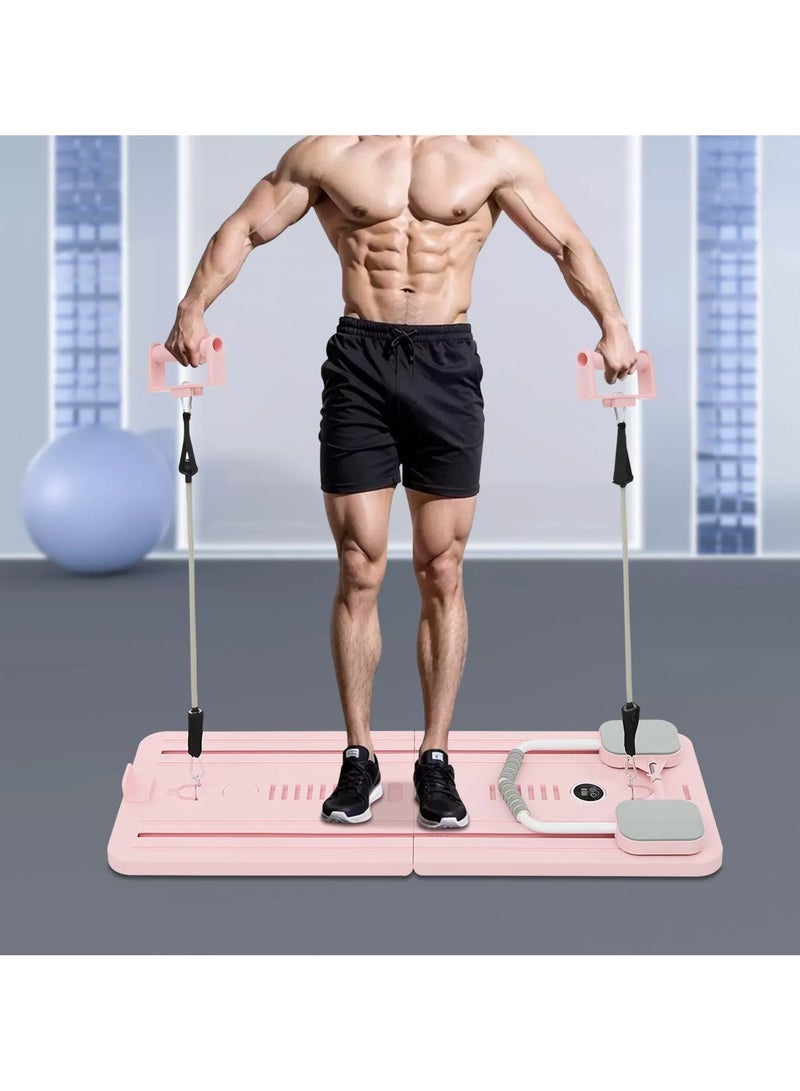 Pink Multifunctional Pilates مدرب أساسي Abdominal Push-Up Board Anti-Slip Carpet Home Gym Yoga Arm Leg Training Equipment (الإنجليزية) - Image 2