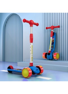 StarAndDaisy StarAndDaisy Kick Scooter for Kids 3+ Years / 3 Wheels Kids Scooter with LED Light, 4-Level Height Adjustable Handle, Foldable Design, Extra-Wide Deck, Rear Break (Red)  - Image 1